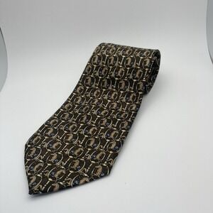 Dino Romaro Men's Necktie Tie‎ Brown Horse Pattern
